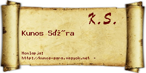 Kunos Sára névjegykártya